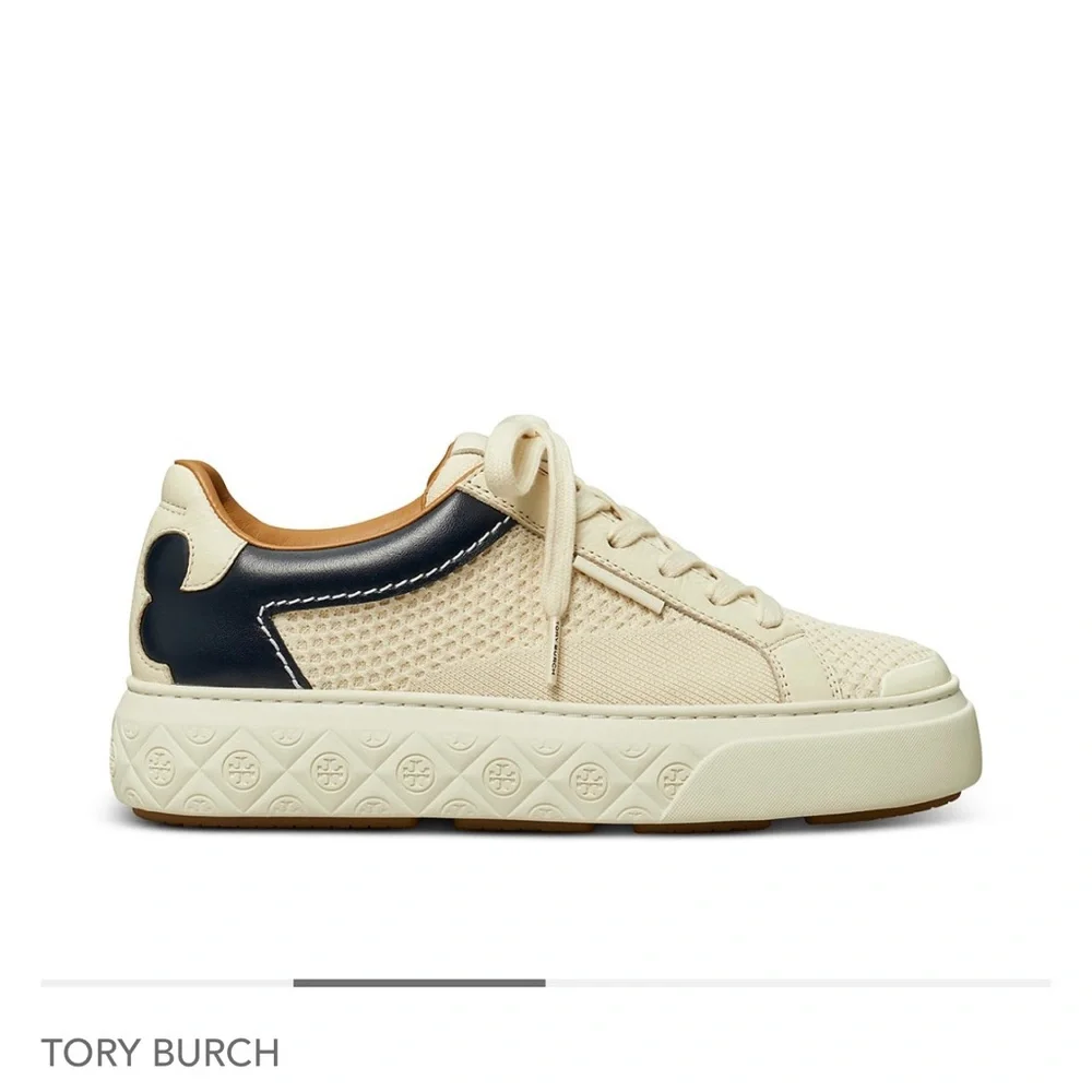 Tory Burch Cream and Black Sneakers(box is  little broken ) - Picture 2 of 16